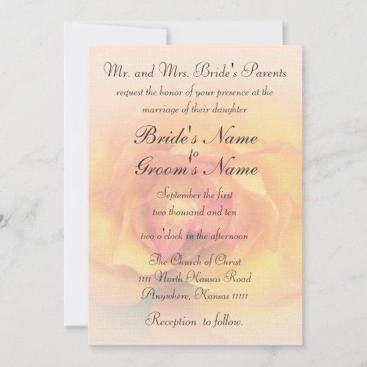 バラと詩結婚の 招待状 (正面)