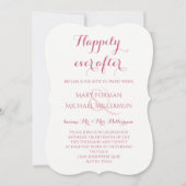 バラと赤面ピンクポストウェディングレセプション 招待状 (正面)