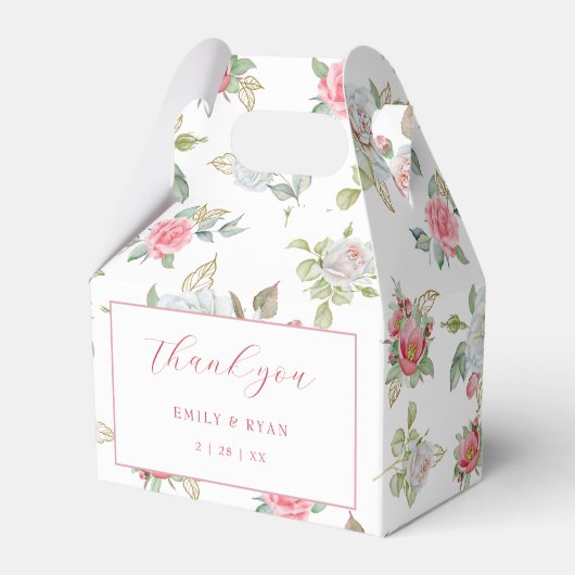 バラと金ゴールドを彫葉りた フェイバーボックス (正面サイド)