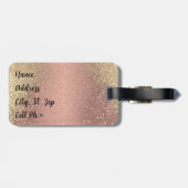 バラと金ゴールドグリッター – モノグラムラゲージタグ ラゲッジタグ (裏面横)