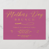 バラと金ゴールドシンプルスクリプト母の日ブランチ 箔招待状 (正面)