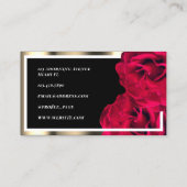 バラと金ゴールドフレーム 名刺 (裏面)