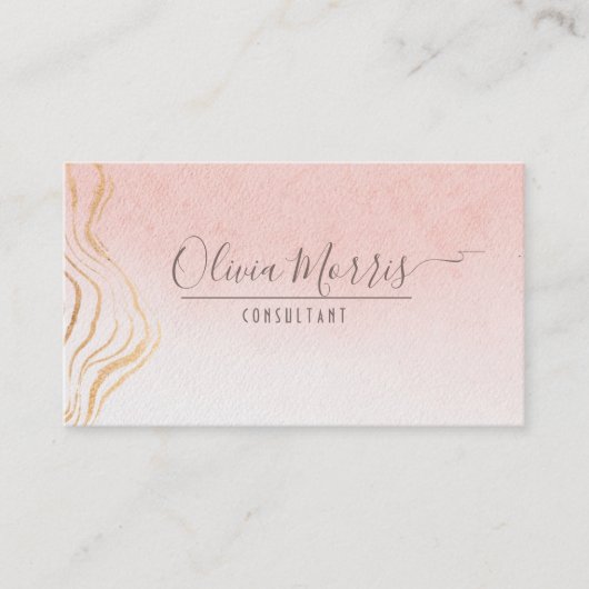 バラと金ゴールドミニマルQRコードプロフェッショナル 名刺 (正面)