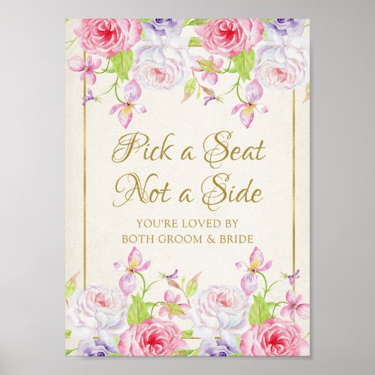 バラと金ゴールド紙吹雪シート記号を選択 ポスター (正面)