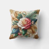 バラと金ゴールド離れを大理石 クッション (裏面)