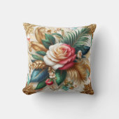 バラと金ゴールド離れを大理石 クッション (正面)