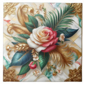 バラと金ゴールド離れを大理石 タイル (正面)