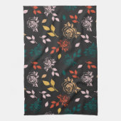 バラと離れパターン キッチンタオル (縦)