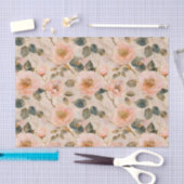 バラと離れ金ゴールドのパターン 薄葉紙 (クラフト)