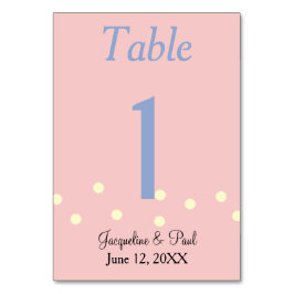 バラと青水玉模様結婚のテーブル番号カード テーブルナンバー