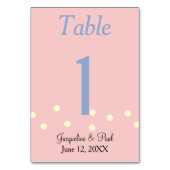 バラと青水玉模様結婚のテーブル番号カード テーブルナンバー (正面)