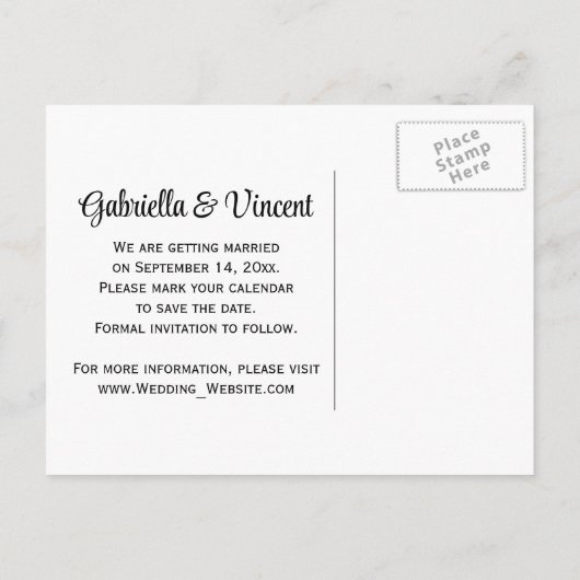 バラと馬ビット国の結婚式の日付を保存 案内ポストカード (裏面)