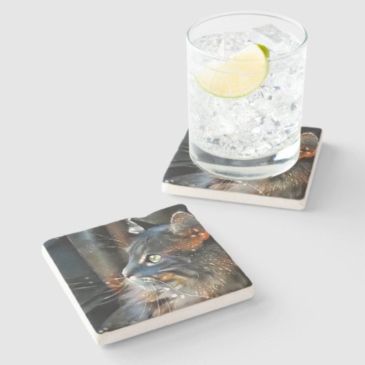 バラと魔法の光 ストーンコースター (横)