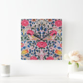 バラと鳥ウィリアム·モリス スクエア壁時計 (ホーム)