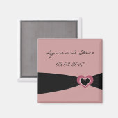 バラと黒いリボン日付を保存 マグネット (正面/裏面)