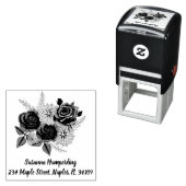 バラとDahliasのアドレス付き自己インク入力スタンプ セルフインキングスタンプ (インサイチュ)