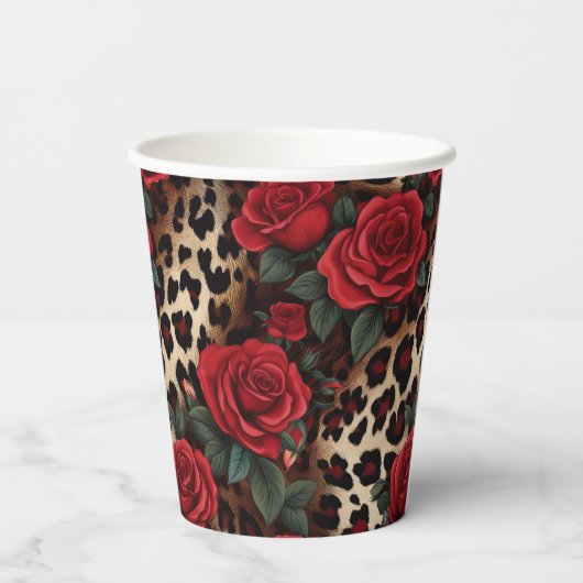 バラとLeopard Print 紙コップ (裏面)