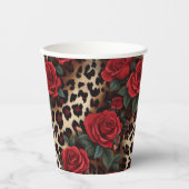 バラとLeopard Print 紙コップ (正面)