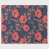 バラとpを持つ牡丹葉の赤い花 ラッピングペーパー (フラット)
