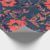 バラとpを持つ牡丹葉の赤い花 ラッピングペーパー (角)