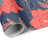 バラとpを持つ牡丹葉の赤い花 ラッピングペーパー (ロールコーナー)