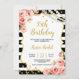 バラとPerl誕生日パーティーの招待 招待状