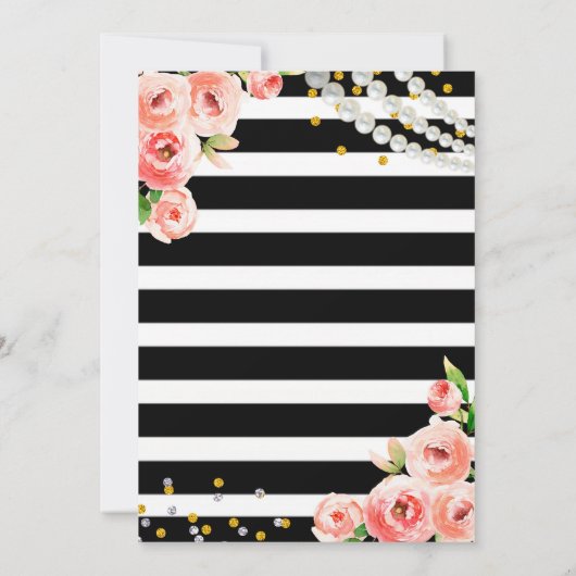 バラとPerl誕生日パーティーの招待 招待状 (裏面)