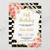 バラとPerl誕生日パーティーの招待 招待状 (正面/裏面)