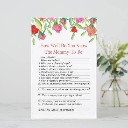 バラどのように良い知っている赤ちゃんシャワーのゲーム (スタンド正面)