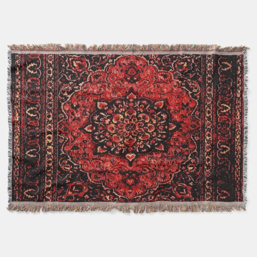 バラによって染められる分野のペルシャ絨毯の一見 スローブランケット (正面)