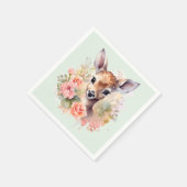 バラに囲まれたかわいい鹿 スタンダードカクテルナプキン (角)