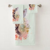 バラに囲まれたかわいい鹿 バスタオルセット (インサイチュ)