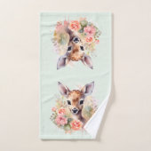 バラに囲まれたかわいい鹿 バスタオルセット (ハンドタオル)