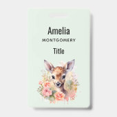 バラに囲まれたかわいい鹿 バッジ (裏面)