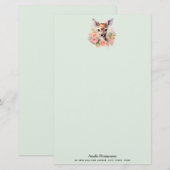 バラに囲まれたかわいい鹿 便箋 (正面/裏面)