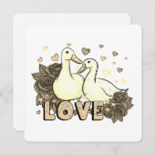 バラに恋する美しい鳩のカップル (正面/裏面)