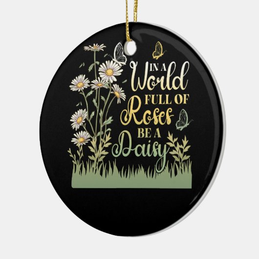 バラに満ちた世界でデイジー女性の花B セラミックオーナメント (左)