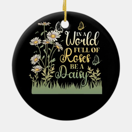 バラに満ちた世界でデイジー女性の花B セラミックオーナメント (裏面)
