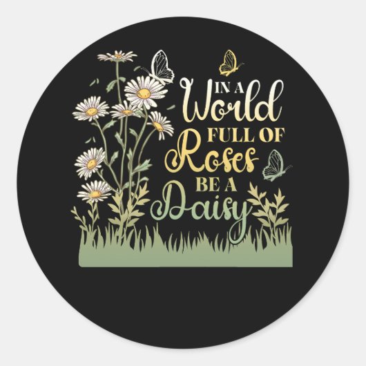 バラに満ちた世界でデイジー女性の花B ラウンドシール (正面)
