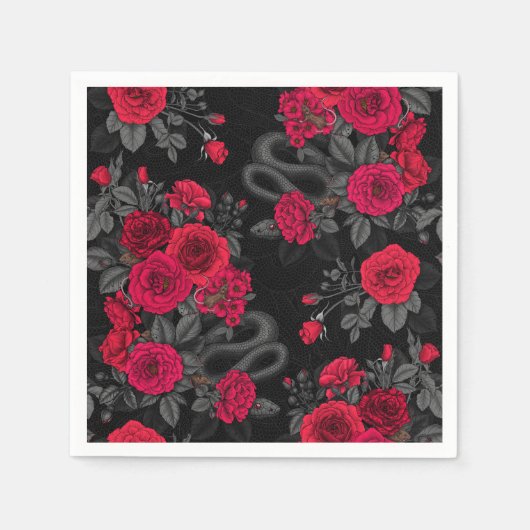 バラに表示 スタンダードカクテルナプキン (正面)