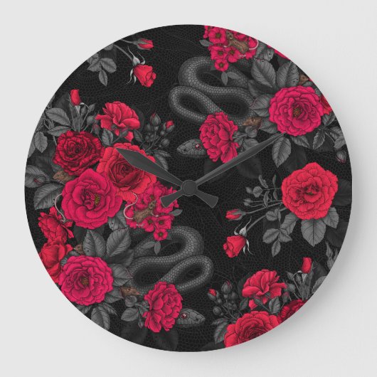 バラに表示 ラージ壁時計 (正面)