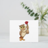 バラのいるフクロウ ポストカード (スタンド正面)