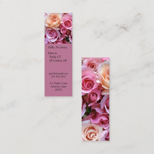 バラのおふくまふくまふくろ スキニー名刺 (正面/裏面)