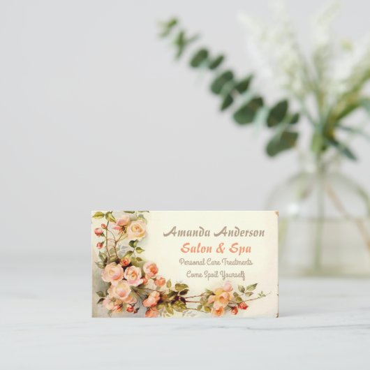 バラのかわいいヴィンテージの束 名刺 (スタンド正面)