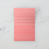 バラのような赤と白のシンプルな水平ストライプ サンキューカード (内部)