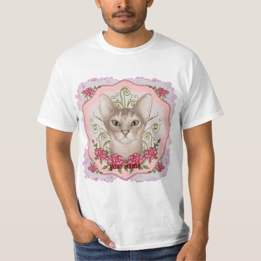 バラのアビシニアン猫Tシャツ Tシャツ (正面)