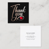 バラのエレガント金ゴールドとブラック スクエア名刺 (正面/裏面)