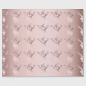 バラのエレガント金ゴールドサンタクロースクリスマスパターン ラッピングペーパー (フラット)