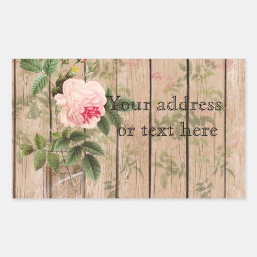 バラのオーリンズベージュ色メイスンジャールとダフォディルス 長方形シール (正面)