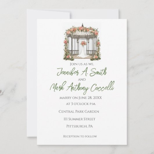 バラのガゼボガーデンウェディング招待状 招待状 (正面)